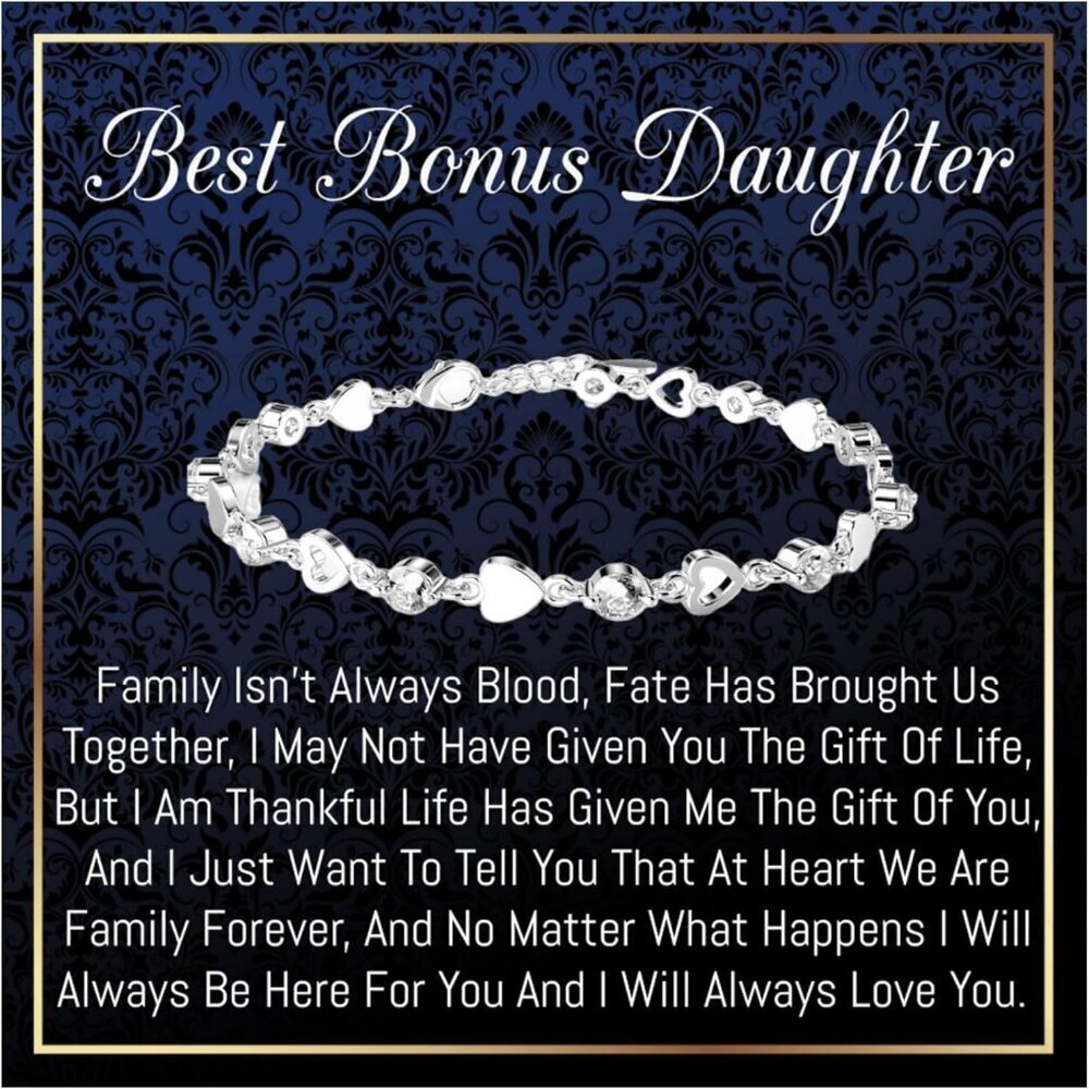 Daughter Necklace Sterling Silver Cubic Zirconia Gift from Step Mom Dad